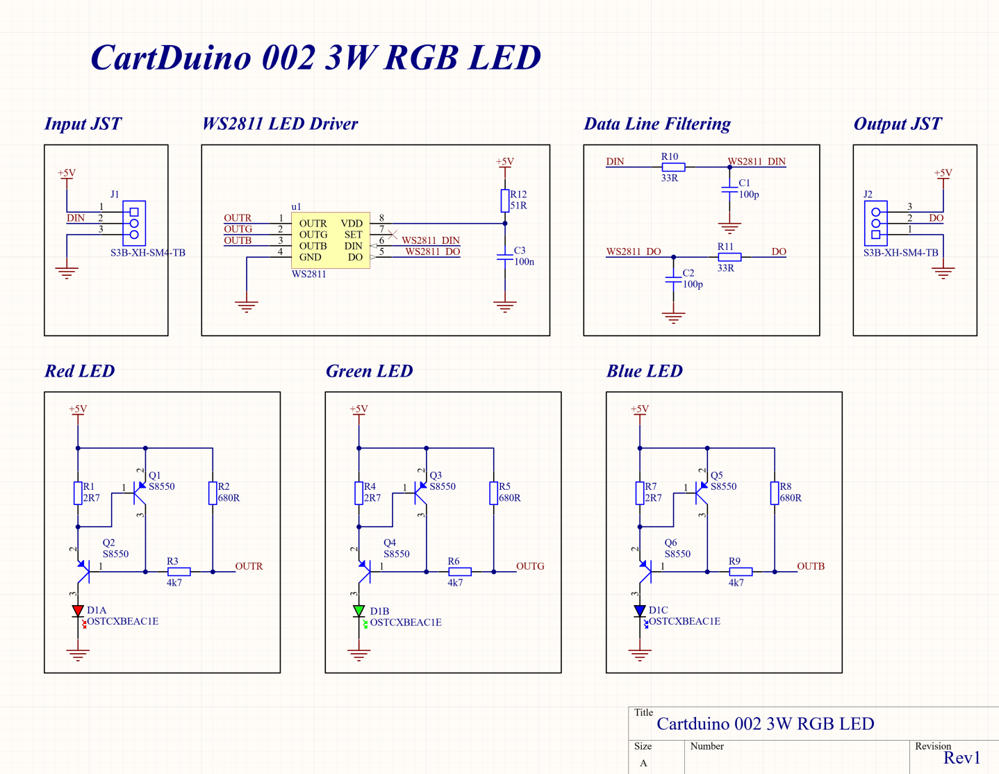 CartDuino 002 3W RGB Electrical Schematic