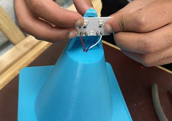 Our first prototype Pace Pioneer cone with glued electronics