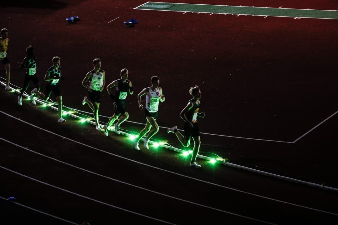 The Wavelight track lights being used by a runner